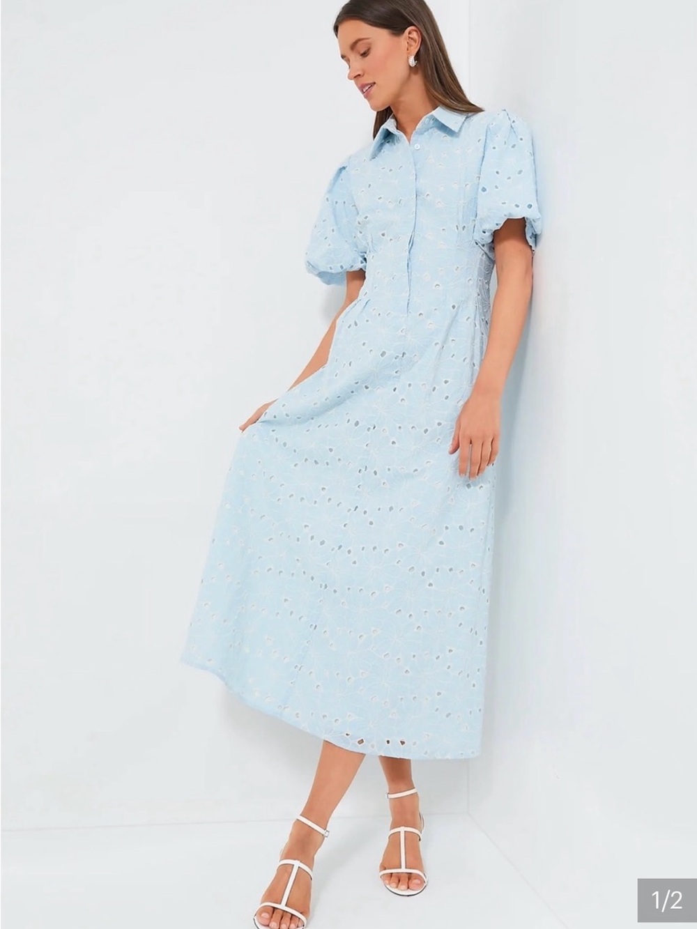 Tuckernuck Pale Blue Eyelet Midi Dress